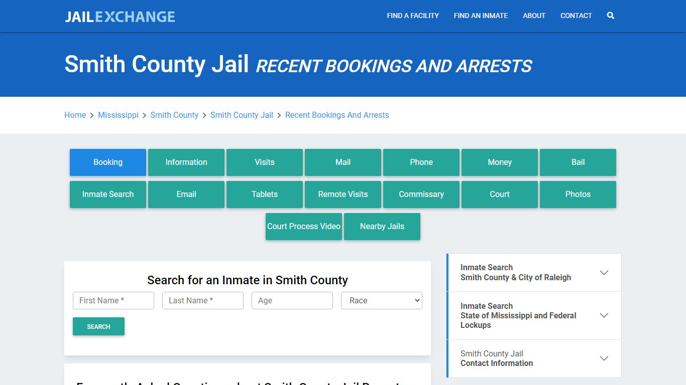 Smith County Jail MS Recent Arrests and Bookings - Jail Exchange